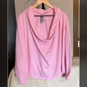 Pink Cowl Neck Oversized Lightweight Sweatshirt - XL
